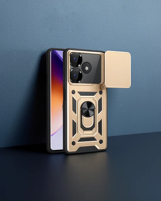 Xiaomi Redmi 13 4g Kılıf Pars Lens Yüzüklü Silikon - Gold