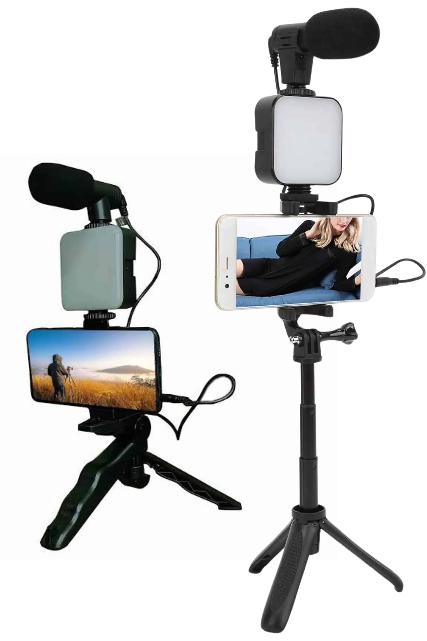 Telefon Tutucu Led Işıklı Kumandalı krofon Telefon Vlog Video Kayıt Yeni Nesil görsel 4