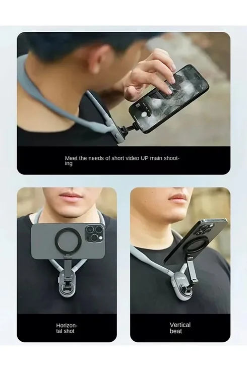 360 Derece Ayarlanabilir Boyun Askılı Manyetik Telefon Tutucu görsel 5