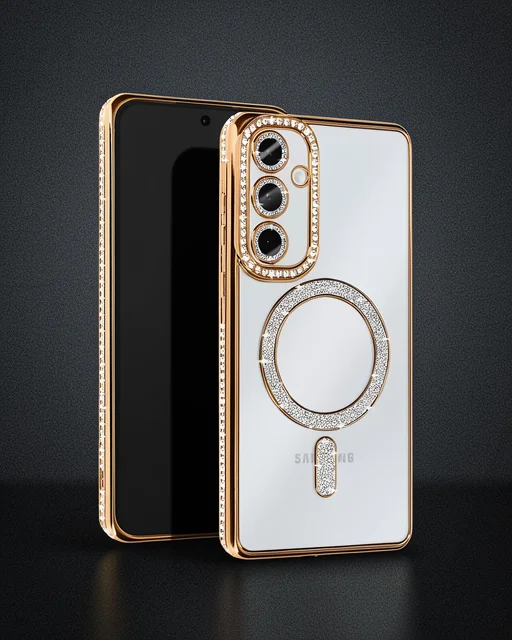 Samsung Galaxy S25 Kılıf Joke Simli Magneticsafe Kılıf - Gold