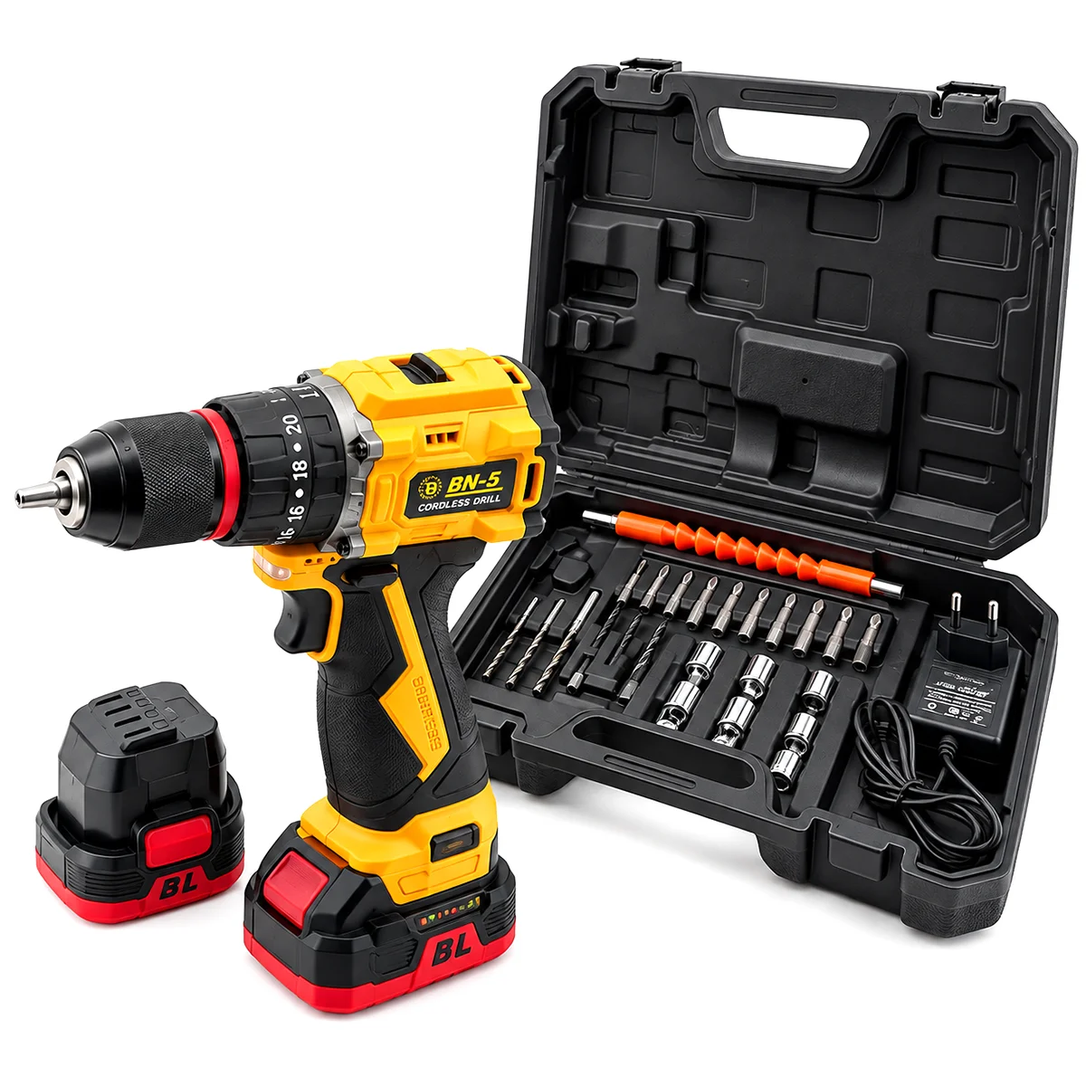24V Fırçasız Şarjlı Darbeli Matkap + Uç Seti - 5.0Ah, 1550 RPM, 2 Batarya görsel 2