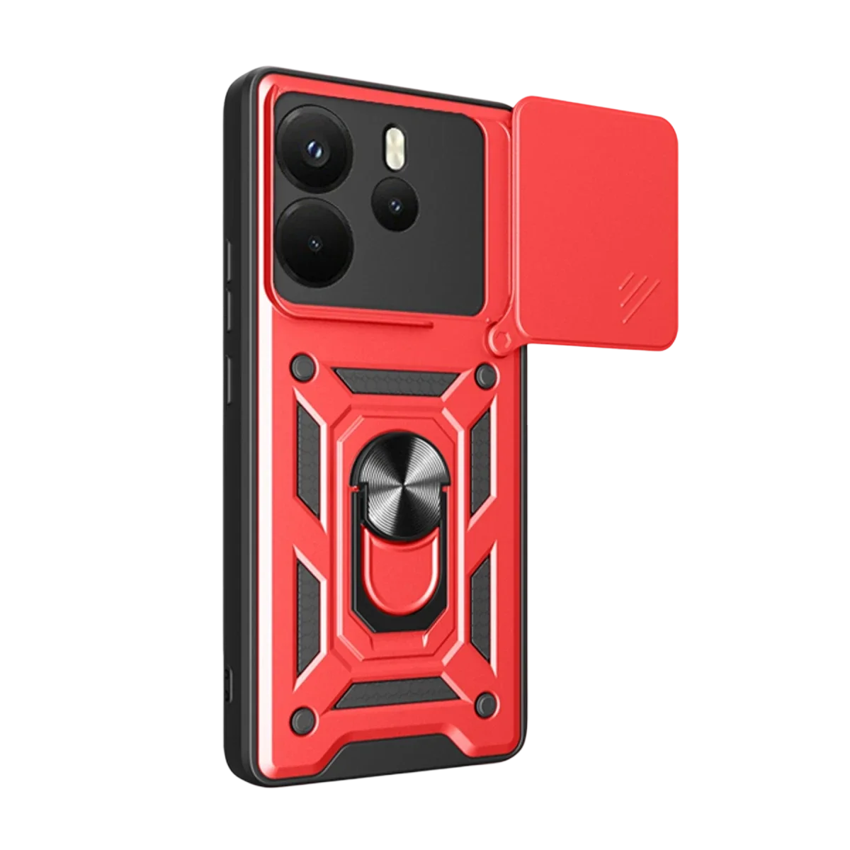 Xiaomi Redmi Note 14 4G Pars Lens Yüzüklü Silikon - Kırmızı görsel 2