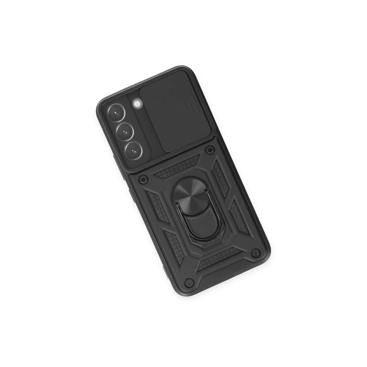 Samsung Galaxy S23 Kılıf Pars Lens Yüzüklü Silikon - Siyah görsel 3