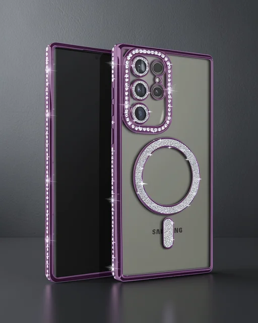 Samsung Galaxy S23 Ultra Joke Simli Magneticsafe Kılıf - Derin Mor