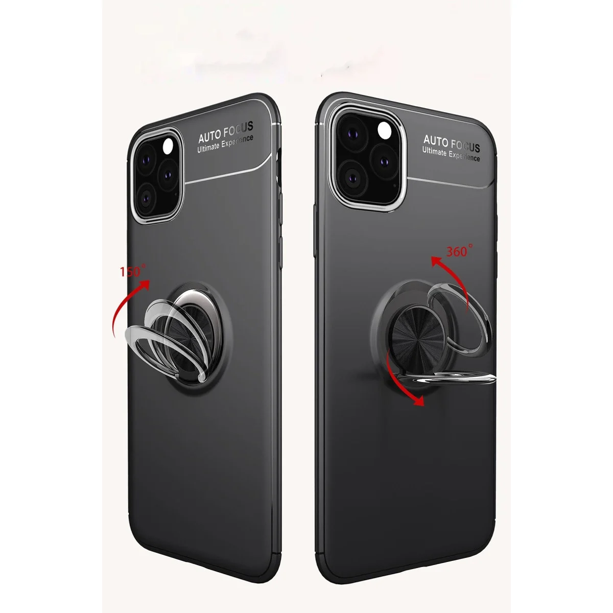 Apple İphone 11 Pro Kılıf Range Yüzüklü Silikon - Siyah-mavi görsel 2