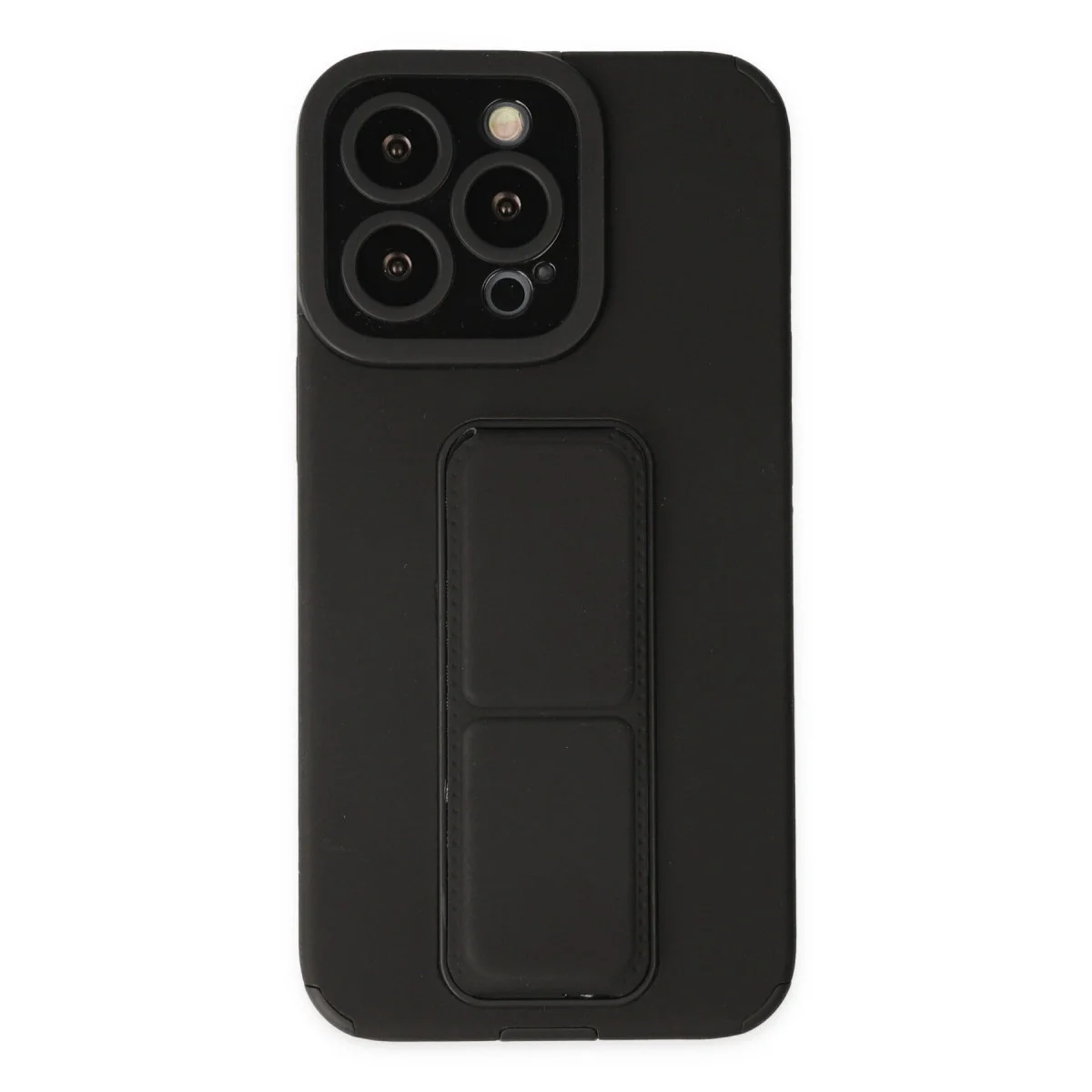 Apple İphone 13 Pro Max Kılıf Mega Standlı Silikon - Siyah