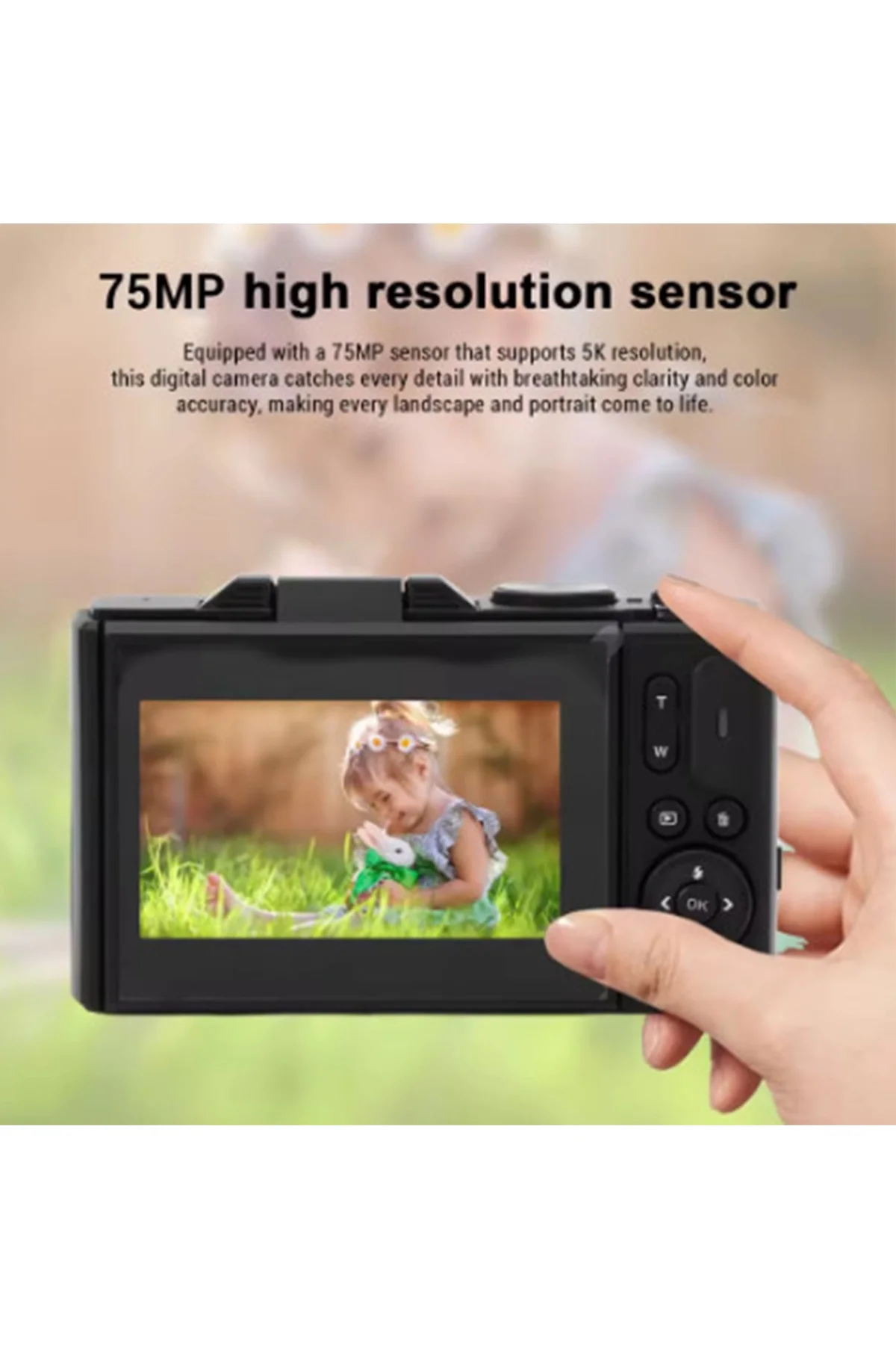 5k 75mp Hd Dijital Kamera 18x Dijital Zoom, Flaşlı,3.0 İnç Ekranlı Fotoğraf Makinesi görsel 4