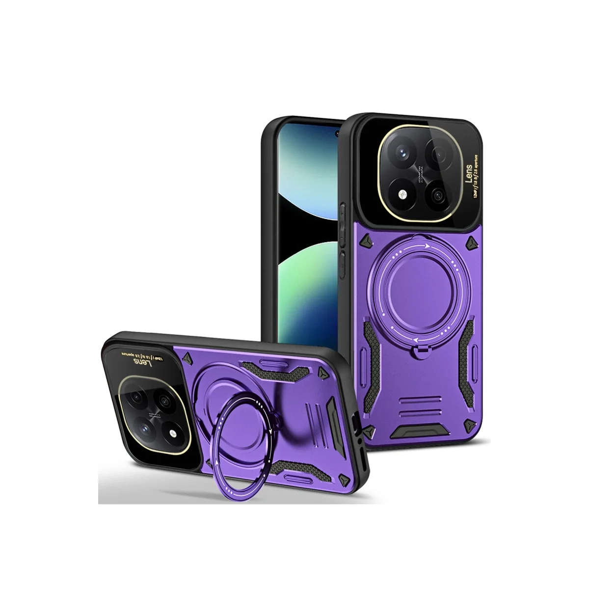 Xiao Red Note 14 Pro Plus Kılıf Joy Lens Standlı Kapak - Mor