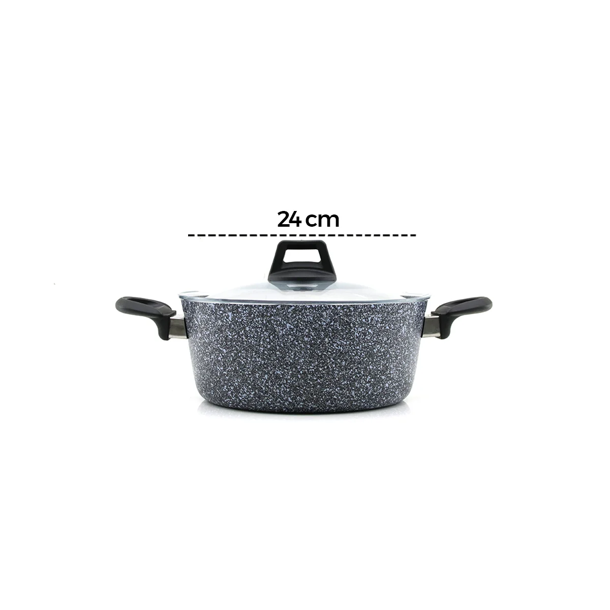 7 Parça Granit Tencere ve Tava Seti (20-24cm Derin, 27cm Cam Kapak, 26cm Tava) görsel 4