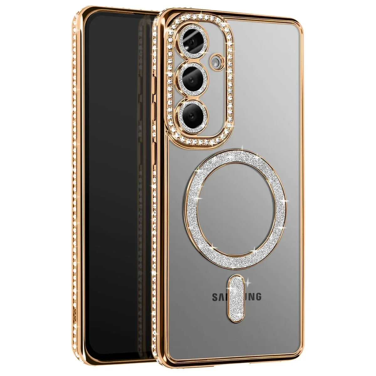 Samsung Galaxy A37 5G Joke Simli Magneticsafe Kılıf - Gold