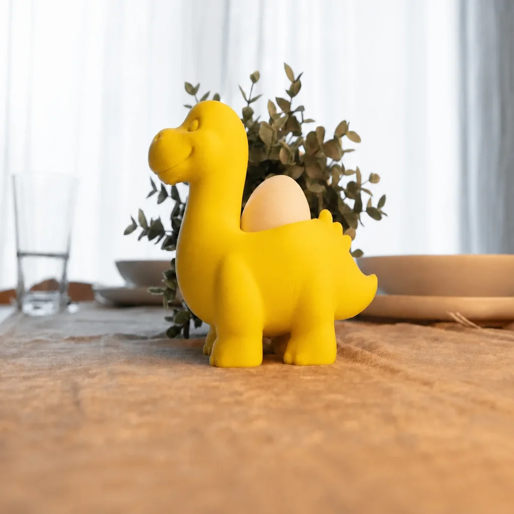 3D Baskı Dinozor Yumurtalık - Sevimli Eggosaurus Yumurta Tutucu-Sarı görsel 3