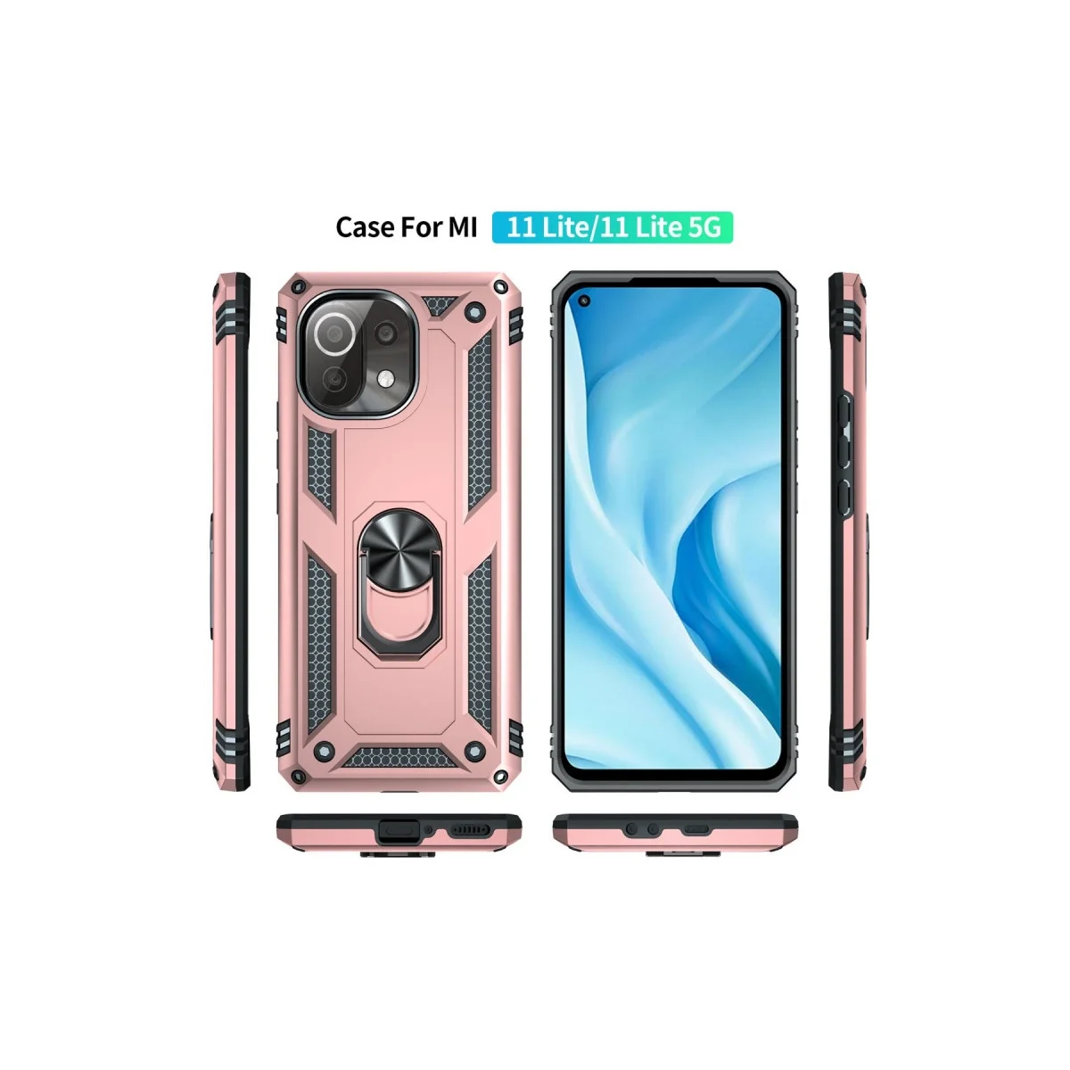 Xiaomi Mi 11 Lite Kılıf Sofya Yüzüklü Silikon Kapak - Rose görsel 3