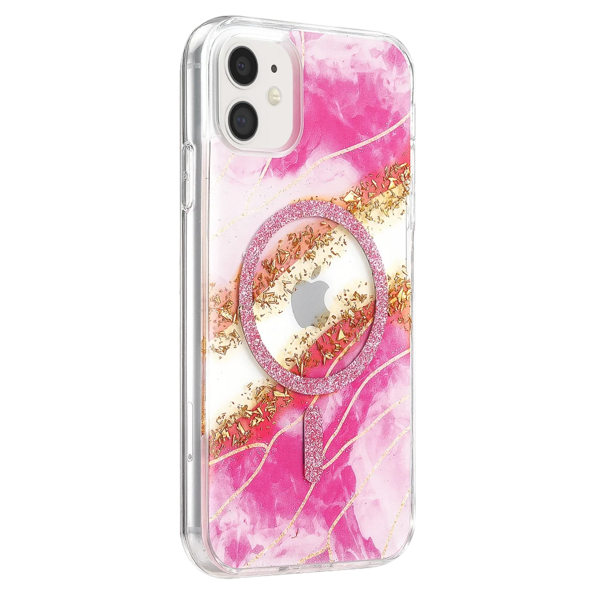 Onegif Apple İphone 11 Lotus Simli Magsafe Kapak - Pembe görsel 2