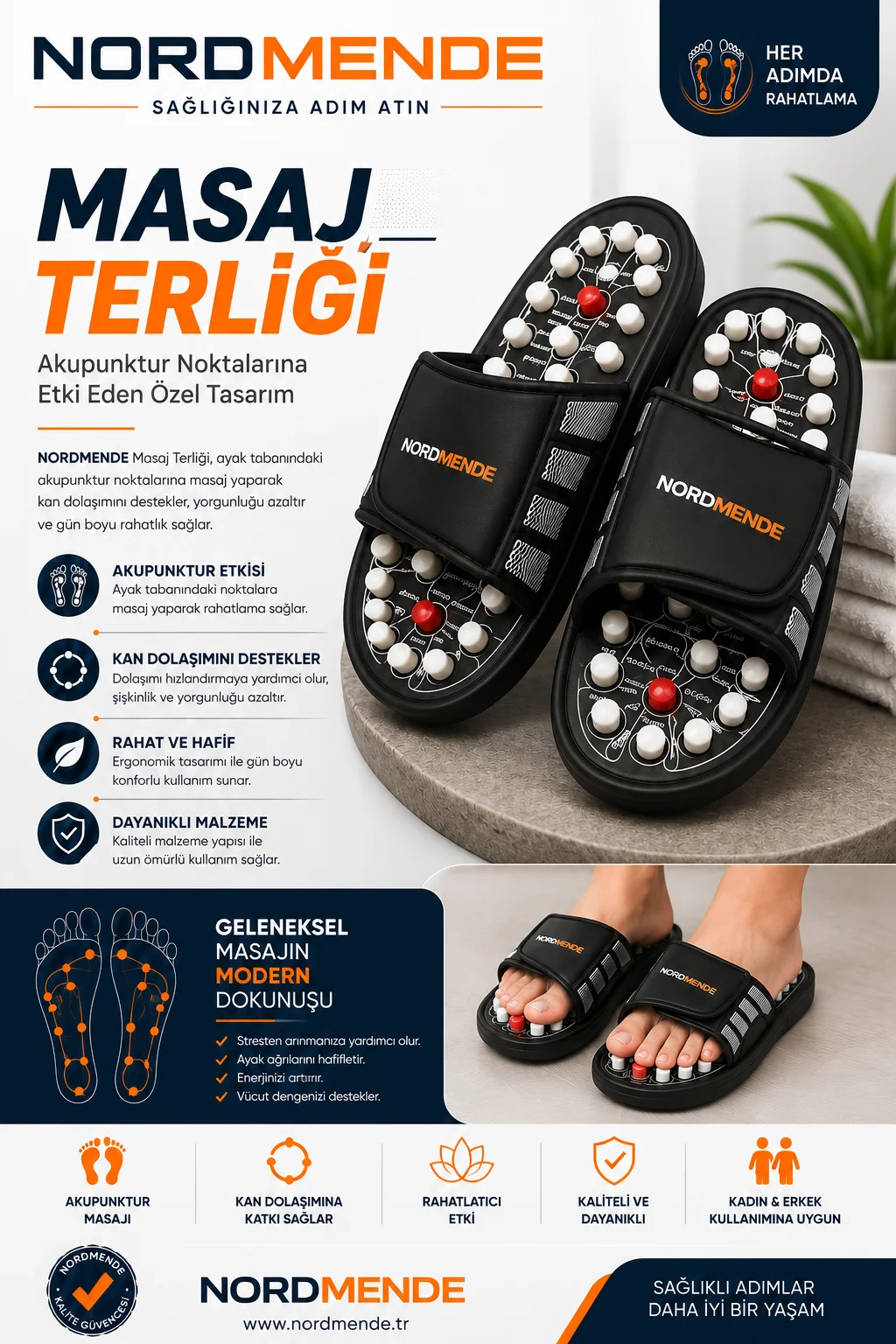 Ayak Masajı Akupunktur Terliği (38-39 Numara) görsel 4
