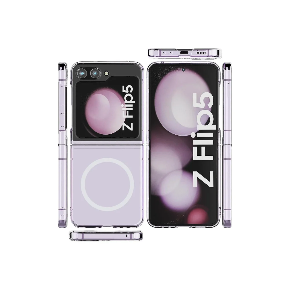 Samsung Galaxy Z Flip 5 Kılıf Magneticsafe Şeffaf Silikon - Şeffaf görsel 2