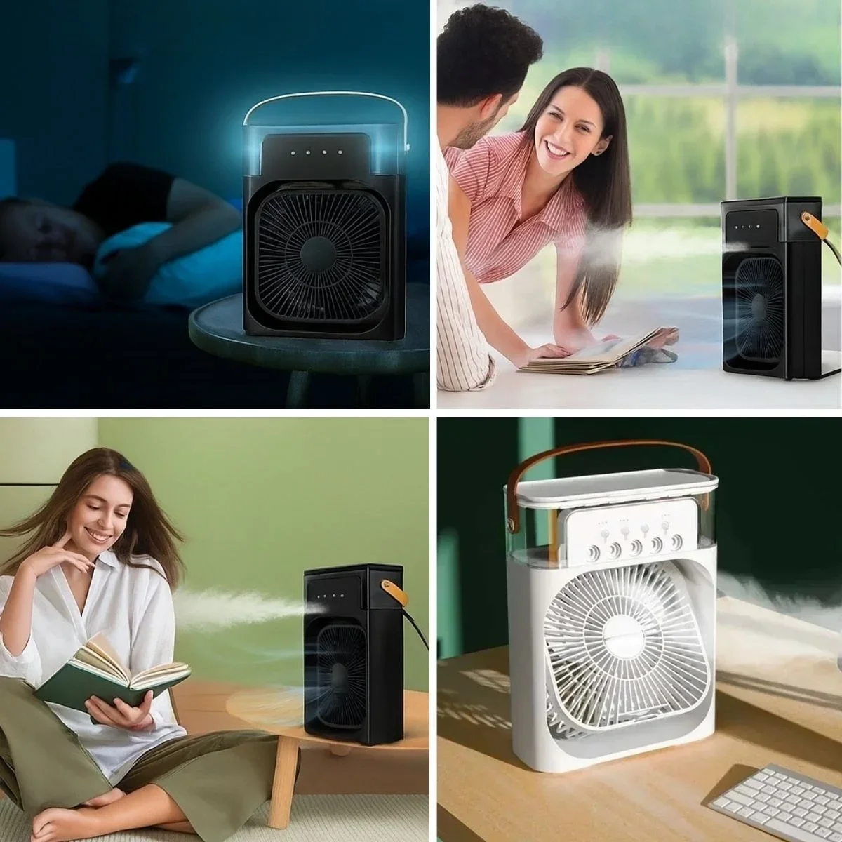 ieg™ Taşınabilir 3 Farklı Mod Ayarlı 7 Farklı Led Işıklı Sulu Soğutmalı Taşınabilir Masaüstü USB Fan Vantilatör görsel 2