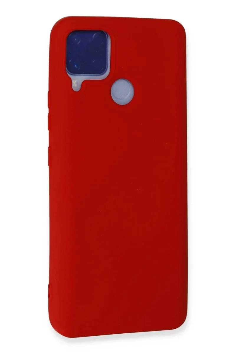 Realme C15 Kılıf Nano içi Kadife Silikon - Kırmızı görsel 3