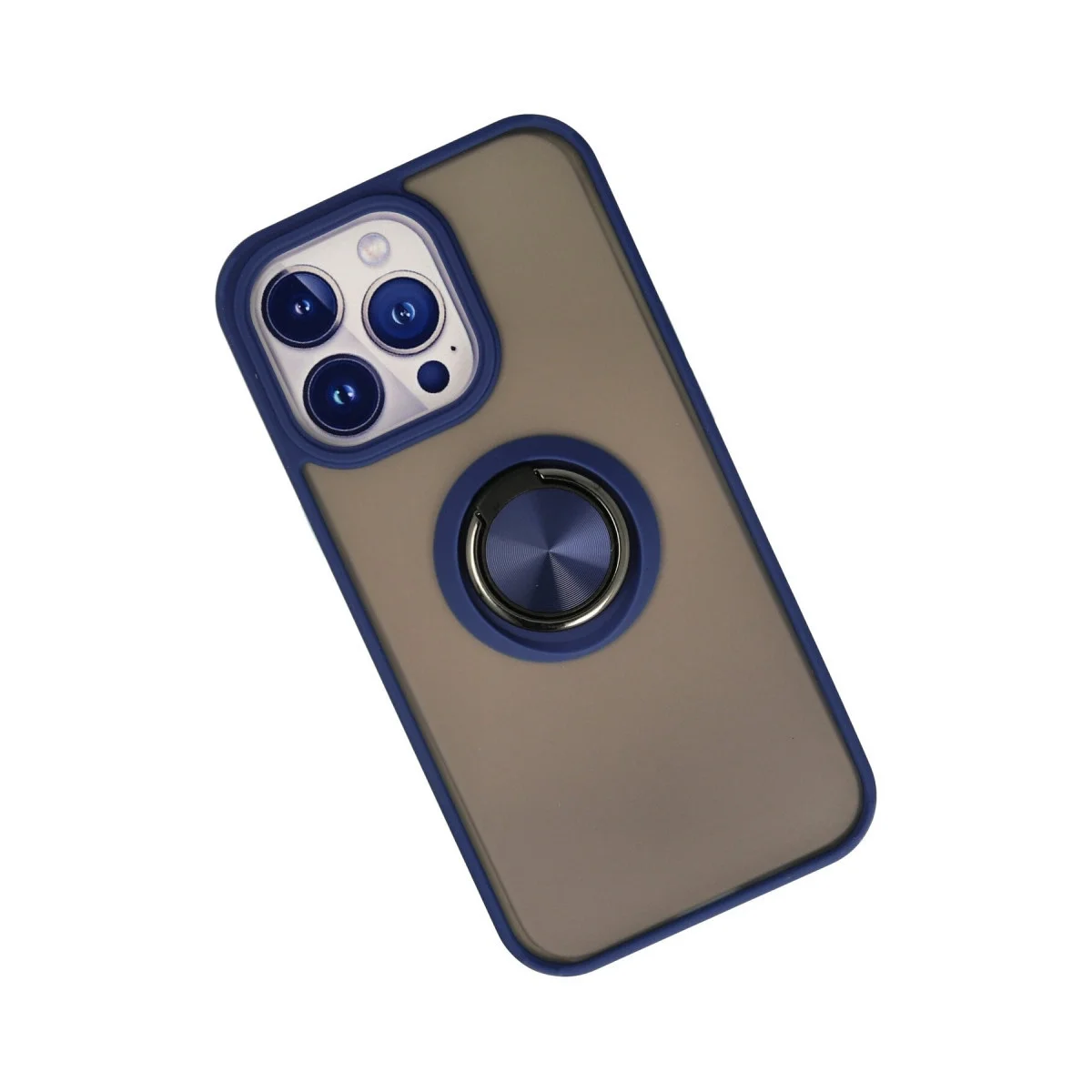 Apple İphone 13 Pro Max Kılıf Montreal Yüzüklü Silikon Kapak - Lacivert görsel 2