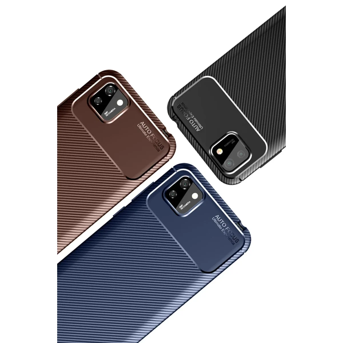 Huawei Y5P Kılıf Auto Focus Karbon Kapak - Kahverengi görsel 3