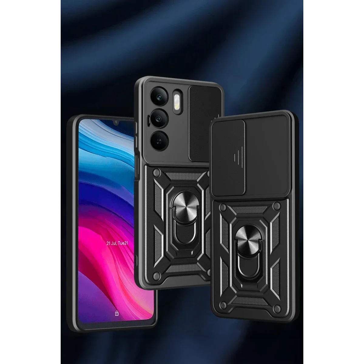 Realme C75 4G Kılıf Pars Lens Yüzüklü Silikon - Kırmızı görsel 2