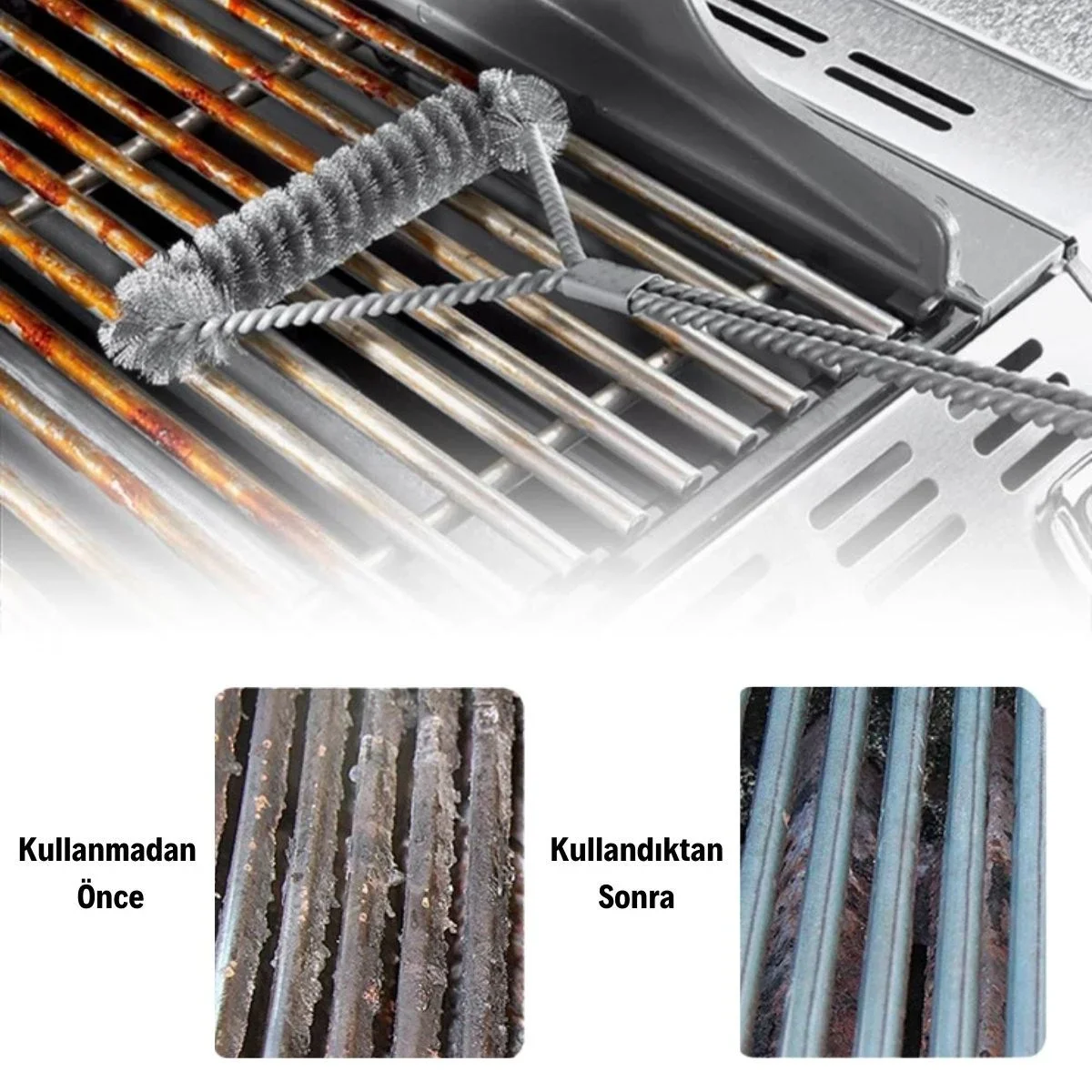 Barbekü Mangal Izgara Teli Tezlik Fırçası görsel 2