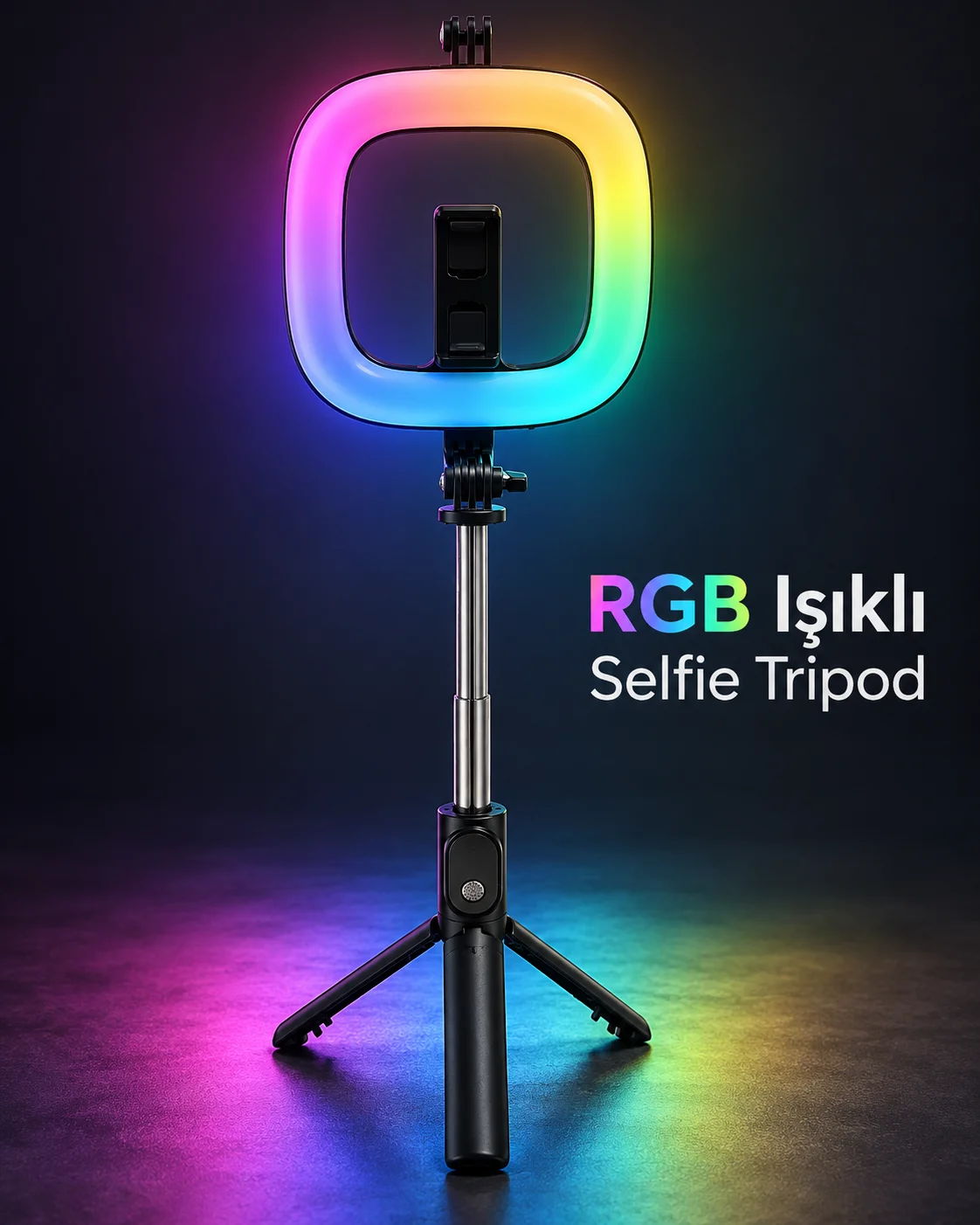Type C Şarjlı RGB Halka Işık Manyetik Telefon Tutuculu Fotoğraf ve Video Standı görsel 4