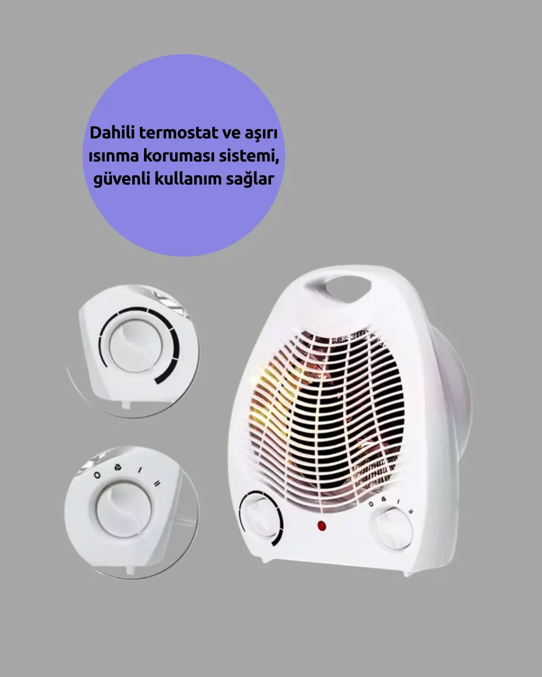 2000W Taşınabilir Elektrikli Fanlı Isıtıcı – Hızlı Isınma, Kompakt Boy görsel 2