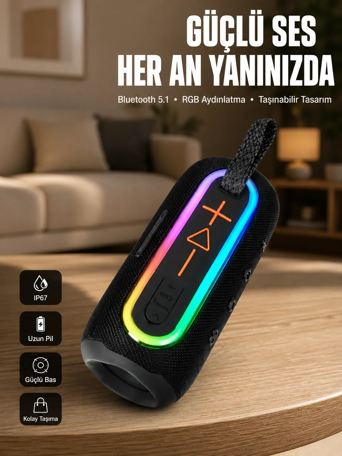 Uzun Pil Ömürlü Bluetooth 5.1 Hoparlör Yeni Nesil