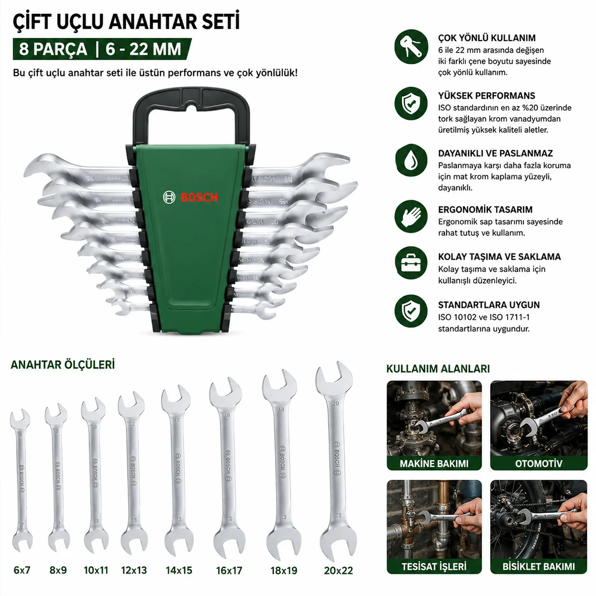 8 Parça Açık Anahtar Seti (6/7–20/22) - Açık Anahtar Seti görsel 2