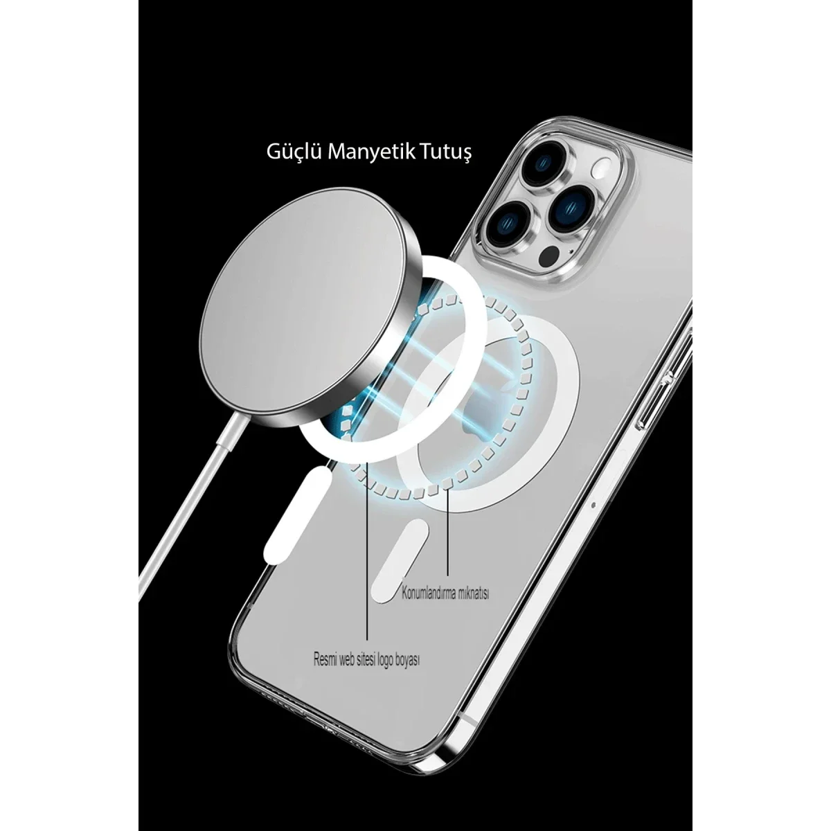 Apple iPhone 14 Pro Max Kılıf Tron Şeffaf Magsafe Kapak - Mavi görsel 8