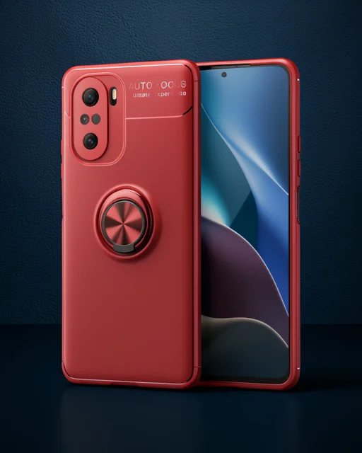 Xiaomi Poco F3 Kılıf Range Yüzüklü Silikon - Kırmızı