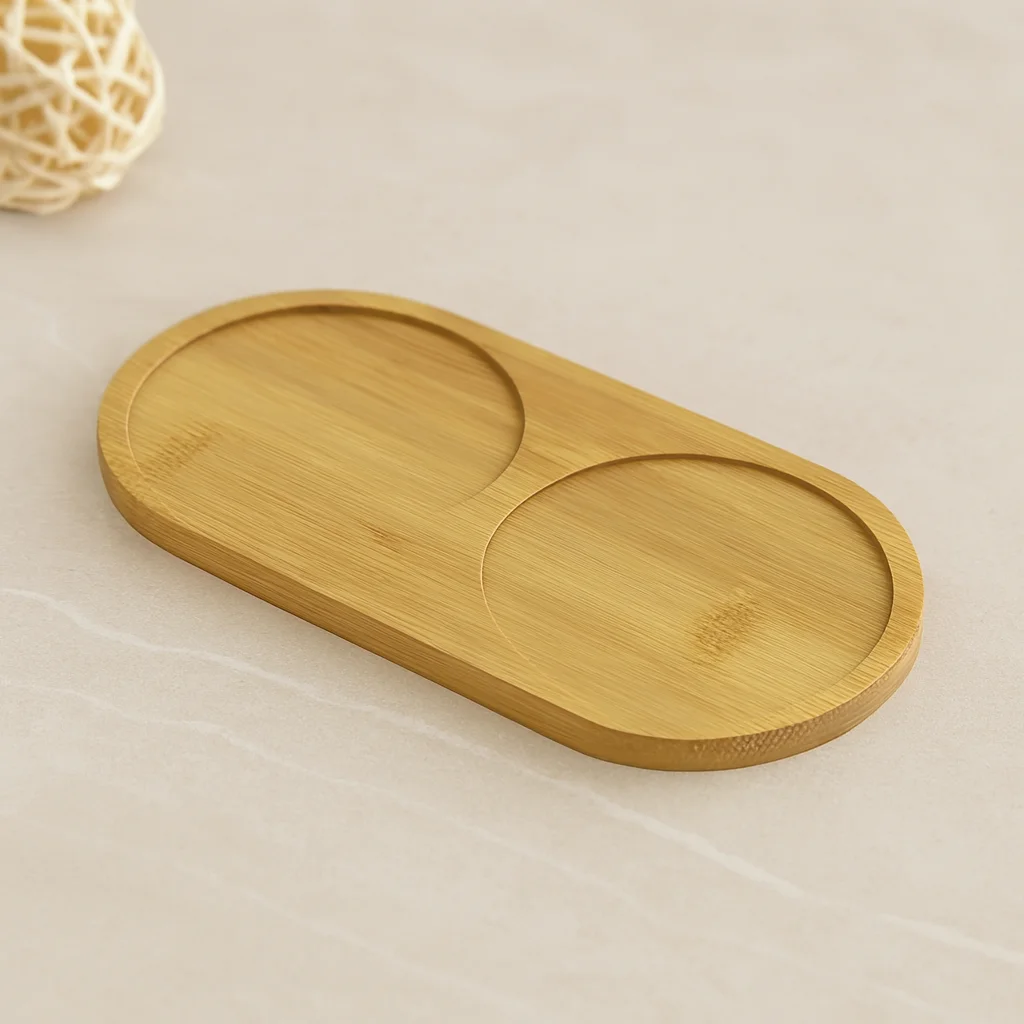 Bambu 2 Bölmeli Oval Yağdanlık Altlığı 12x24x0.8 cm