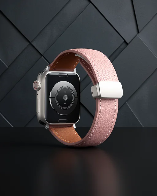 Apple Watch 42mm Kr414 Daks Deri Kordon (saat Değildir) - Pembe
