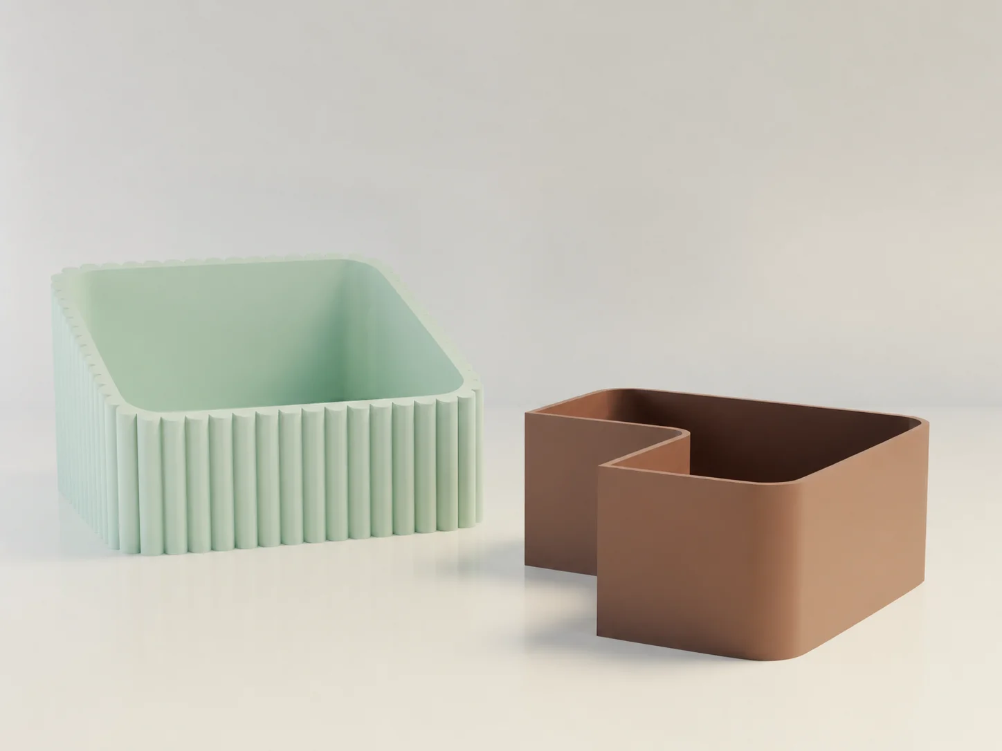3D Baskı Fıstık Kasesi - Çift Hazneli Kabuk Ayırıcı Sunum Kasesi - Mint Kahverengi görsel 2