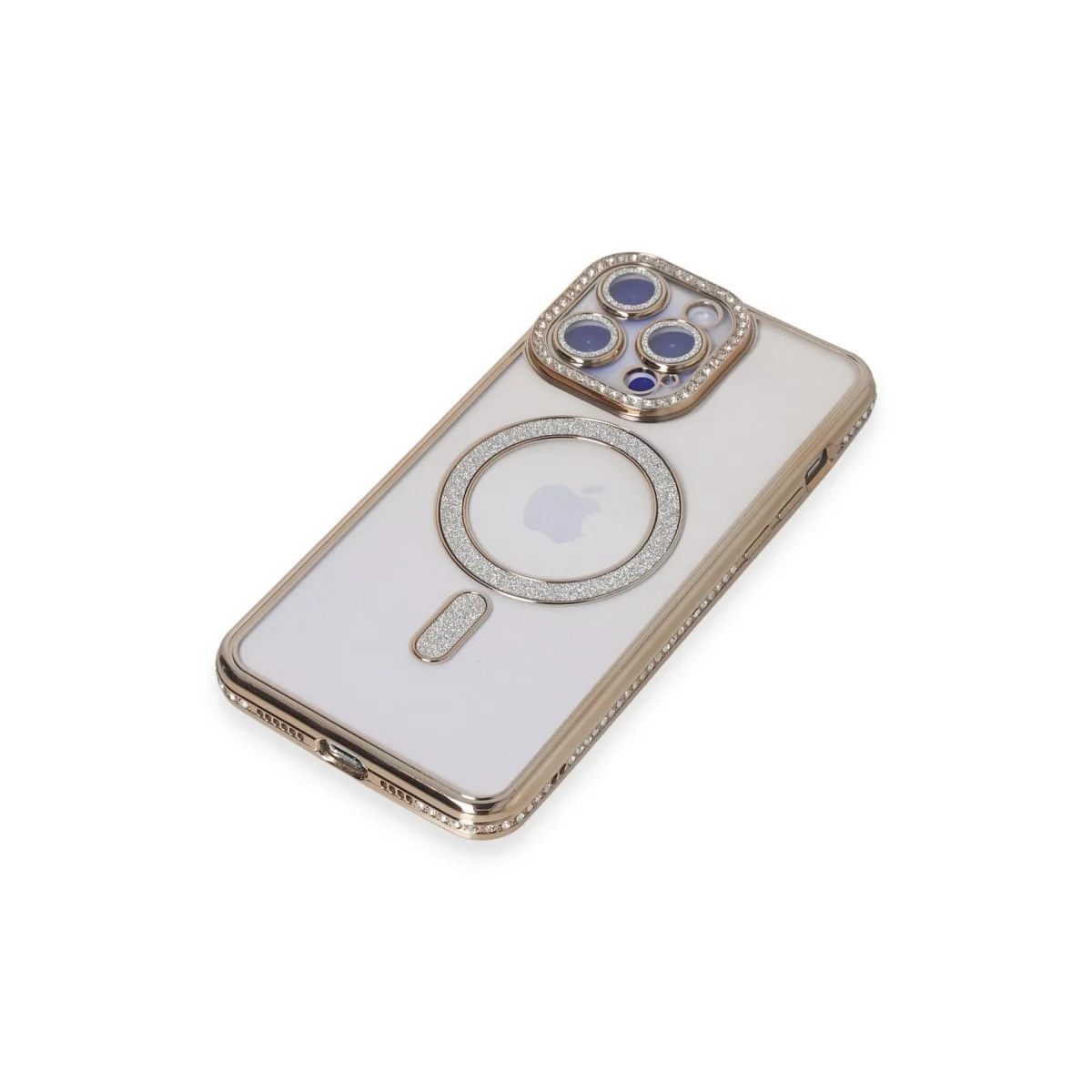 Apple İphone 15 Pro Max Kılıf Joke Simli Magneticsafe Kılıf - Gold görsel 3