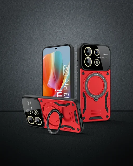 Xiaomi Redmi Note 13 Pro 4g Kılıf Joy Lens Standlı Kapak - Kırmızı