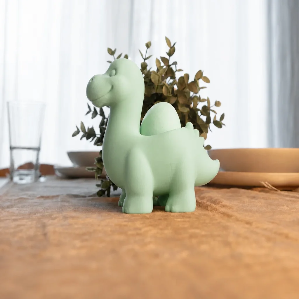 3D Baskı Dinozor Yumurtalık - Sevimli Eggosaurus Yumurta Tutucu-Mint görsel 3