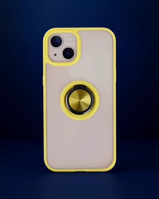 Apple İphone 13 Kılıf Montreal Yüzüklü Silikon Kapak - Sarı