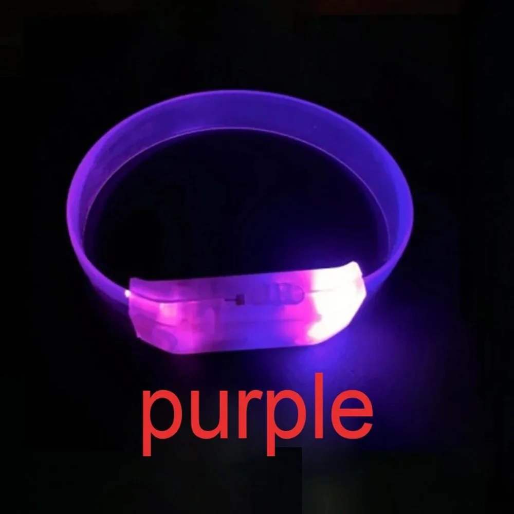 3 Modlu Pilli LED Işıklı Esnek Parti Bilekliği Mor görsel 3