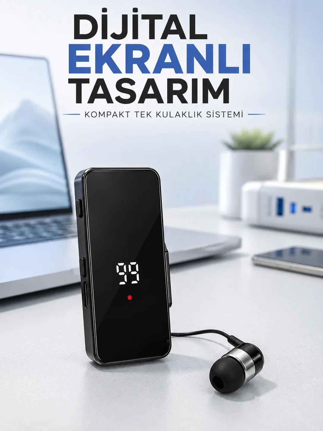 Tek Kulaklıklı Bluetooth Kulaklık Klipsli ni Taşınabilir Müzik ve Görüşme Cihazı