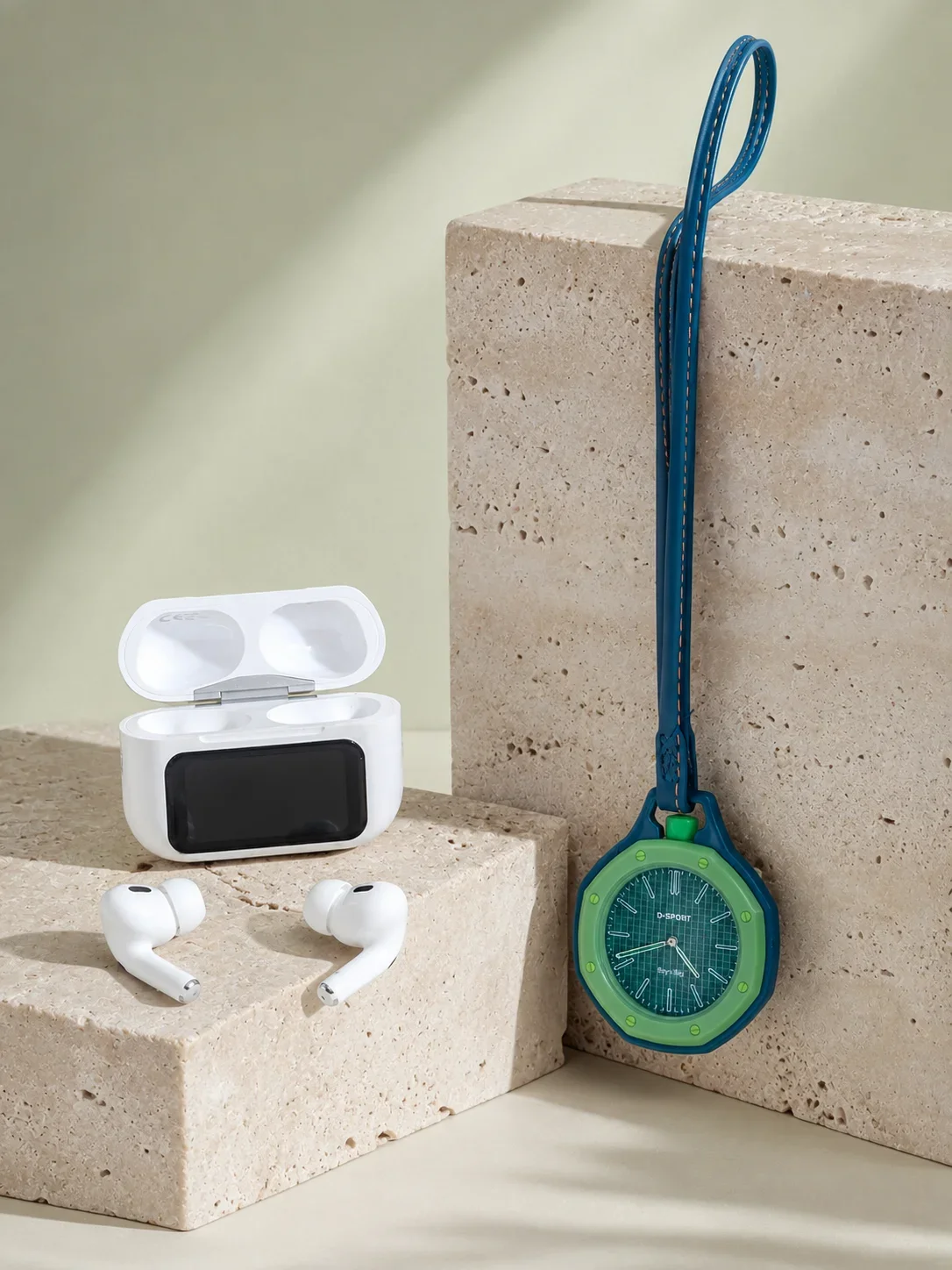 Bluetooth 5.4 Kablosuz Kulaklık Yeşil Askılı og Charm Saat İkili Set görsel 2