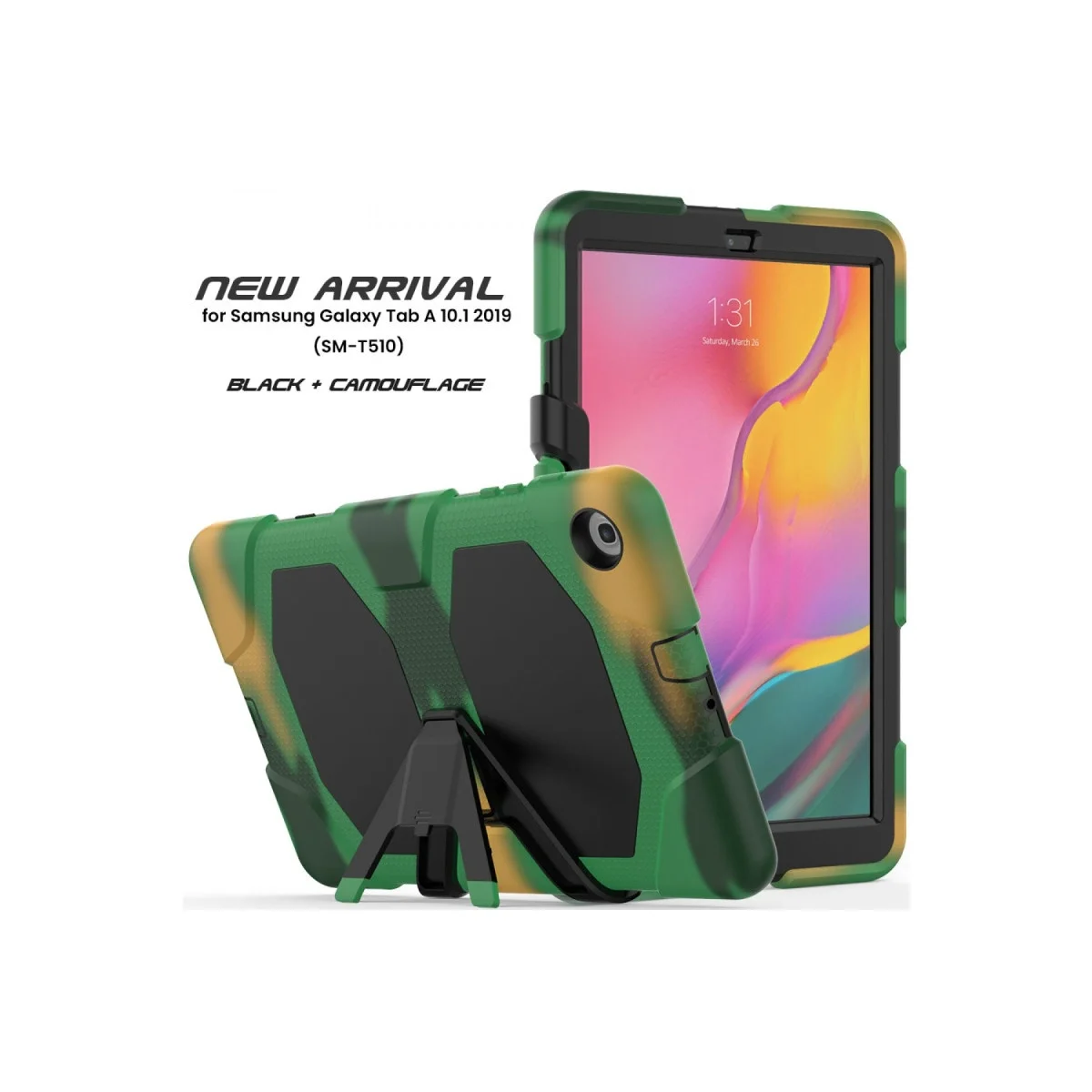 Samsung Galaxy T510 Tab A 10.1 Kılıf Griffin Tablet Kapak - Kamuflaj görsel 2