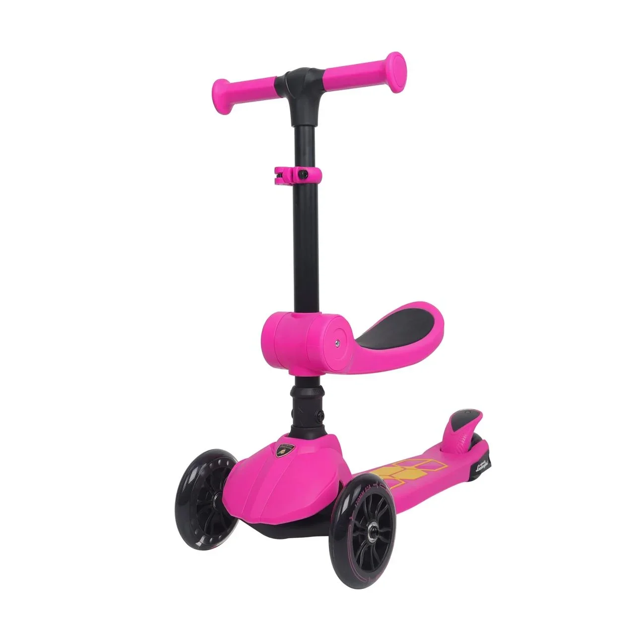 L52IN1-P Lamborghini Lisanslı Katlanır Oturaklı Işıklı Scooter Pembe