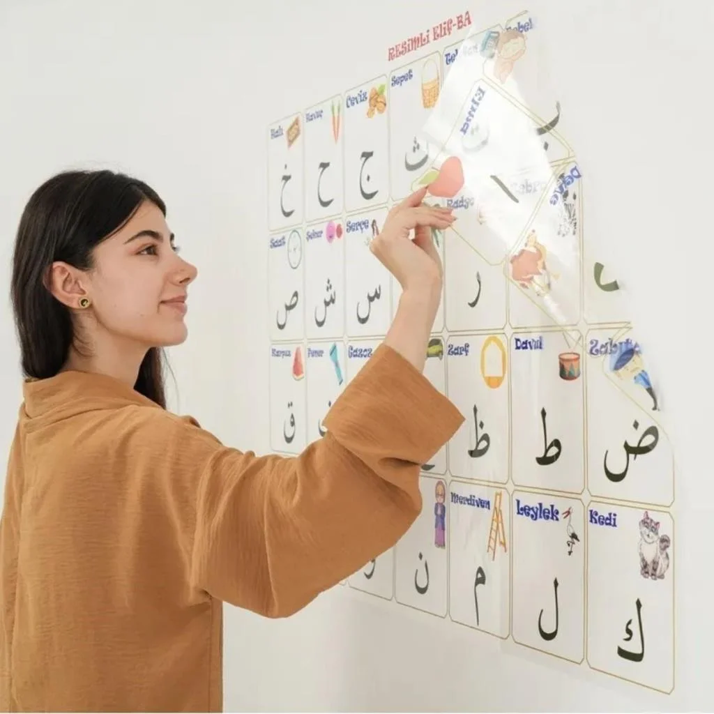 70x100 cm Statik Kağıt Elif-Ba Öğrenme Tahtası görsel 2