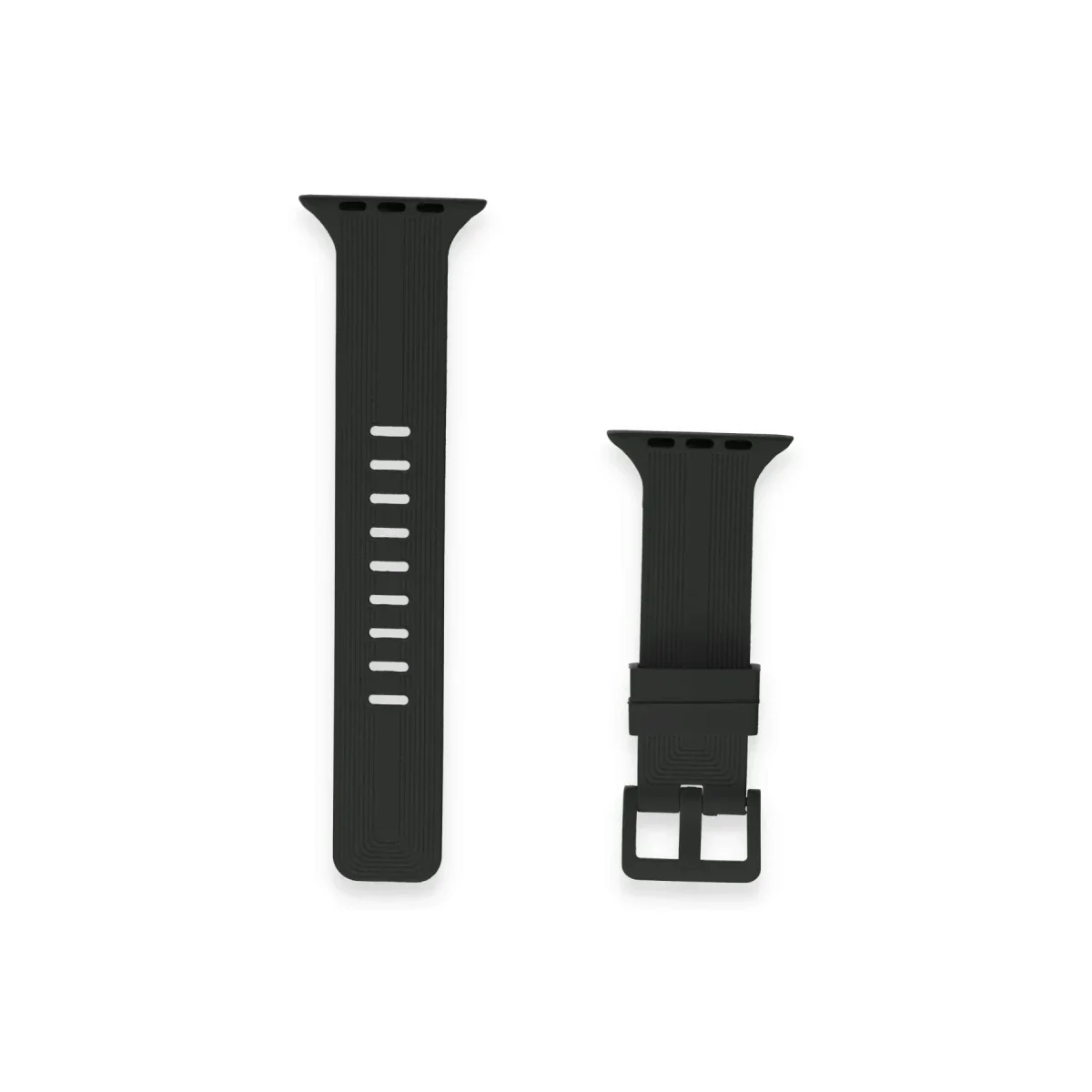 Apple Watch 38mm KR408 Çizgili Silikon Kordon - Siyah görsel 2
