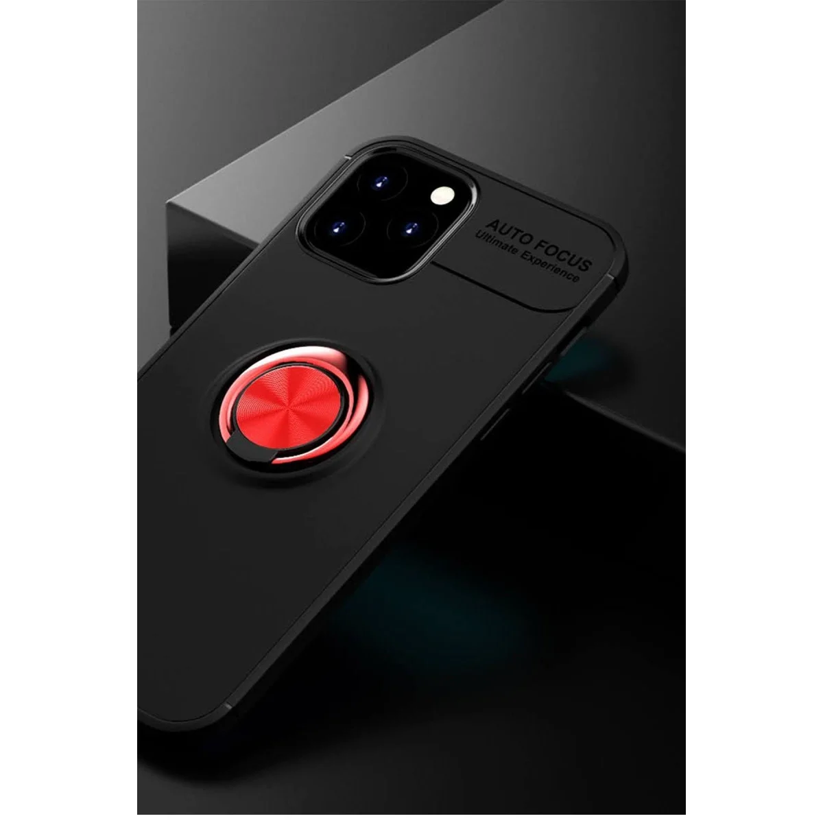 Apple İphone 12 Kılıf Range Yüzüklü Silikon - Siyah-kırmızı görsel 2