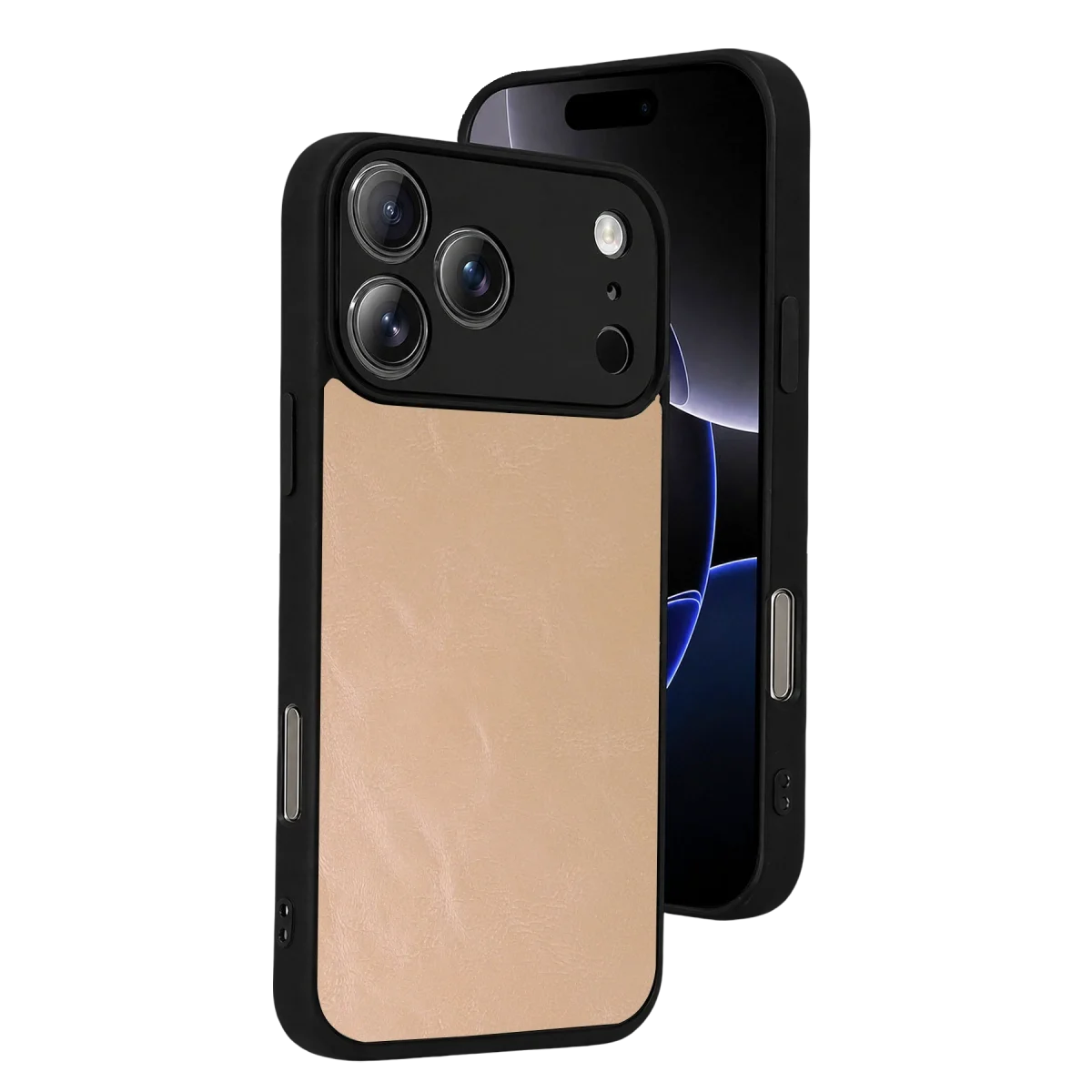 Apple İphone 17 Pro Aras Deri Kapak - Pudra