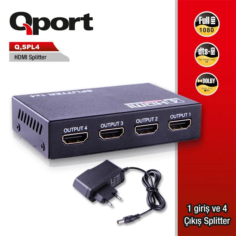Q-SPL4 Full Hd 1 Giriş 4ÇIKIŞLI Hdmı Splıtter (sinyal Çoğaltıcı)