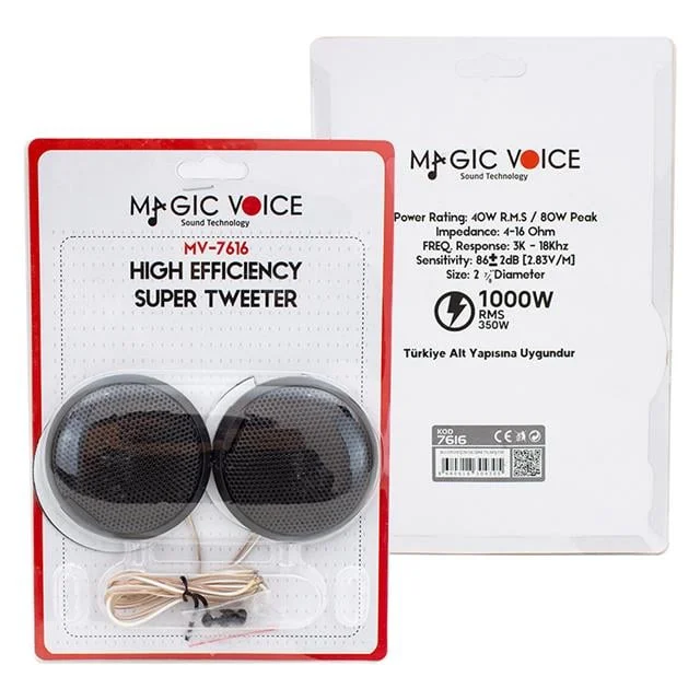 Magicvoice TP-107 Slim Kasa 20W Dome Oto Tweeter Hoparlör Seti görsel 3