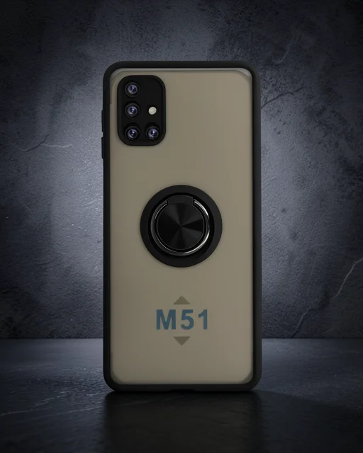 Samsung Galaxy M51 Kılıf Montreal Yüzüklü Silikon Kapak - Siyah